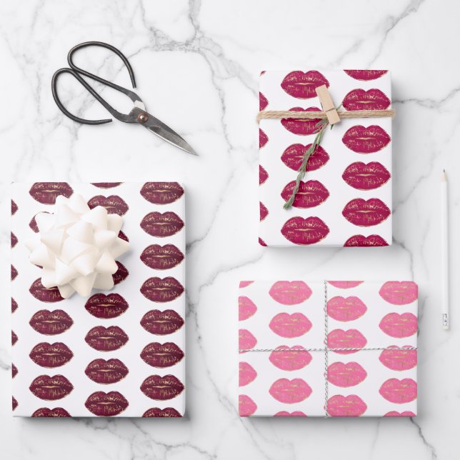 Kiss Red Lips Geschenkpapier Set (Vorderseite)