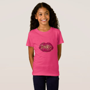 Kiss Red Lips Gold Glitzer XOXO T-Shirt