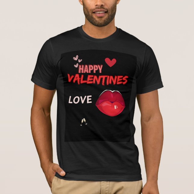 Kiss red lips-Happy Valentine's Kiss T - Shirt (Vorderseite)