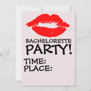 KISS RED LIPS JUNGGESELINNEN-ABSCHIED INVITAATIONS EINLADUNG