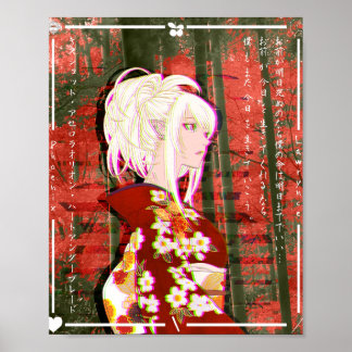 Kiss Shot Yukata Glitch Poster