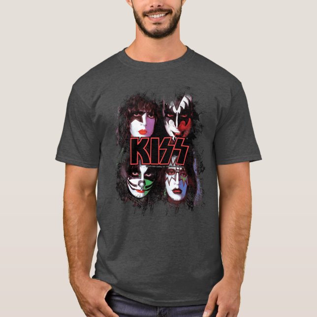 KISS the Band All Members Faces brush effect T-Shirt (Vorderseite)