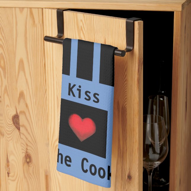 Kiss the Cook Customizable Blue Kitetücher Geschirrtuch (Drittel gefaltet)