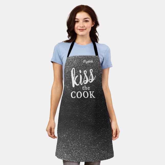Kiss The Cook Food Koch Kitchen GRILLEN Baker Glit Schürze (Getragen)