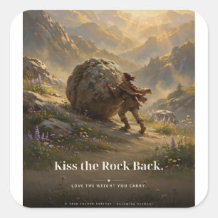 "Kiss the Rock Back" Boulder Climb Tee Quadratischer Aufkleber