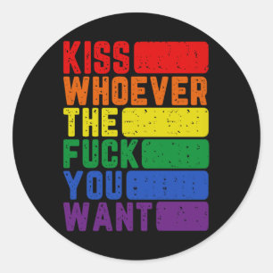 Kiss Wcute Ss Niedlich Sver The F You Woll Lgbtq G Runder Aufkleber