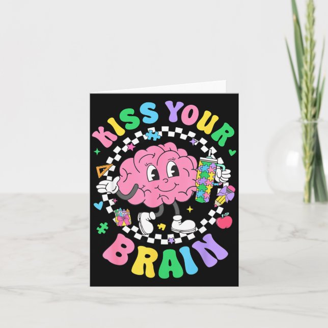 Kiss Your Brain Valentines Autism Awareness Teache Karte (Vorderseite)