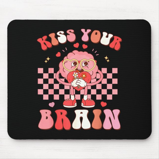 Kiss Your Brain Valentines Test Day Teacher Squad  Mousepad (Vorne)