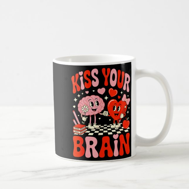 Kiss Your Brain Women Valentine's Day Retro School Kaffeetasse (Rechts)