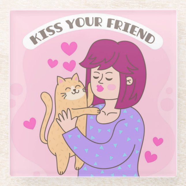 Kiss Your Friend Glasuntersetzer (Vorderseite)