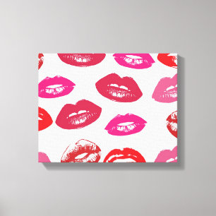 Kissbare Lippen (Küsseln der Lippen, Rot und Rosa Leinwanddruck