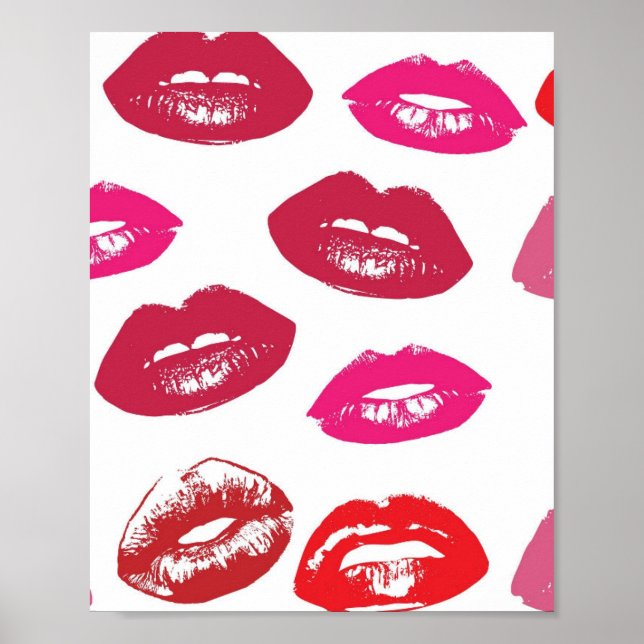 Kissbare Lippen (Küsseln der Lippen, Rot und Rosa  Poster (Vorne)