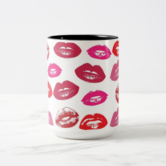Kissbare Lippen (Küsseln der Lippen, Rot und Rosa  Zweifarbige Tasse (Mittel)