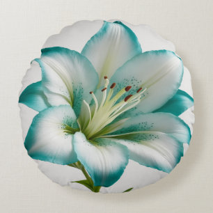 Kissen aus lila, türkisfarbener Blume