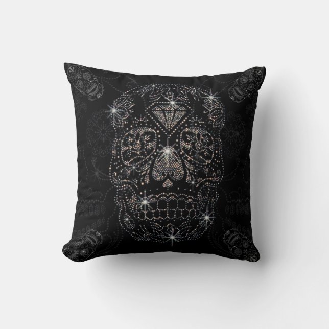 Kissen/Black Pillow 40x40cm diamond Skull Kissen (Vorderseite)