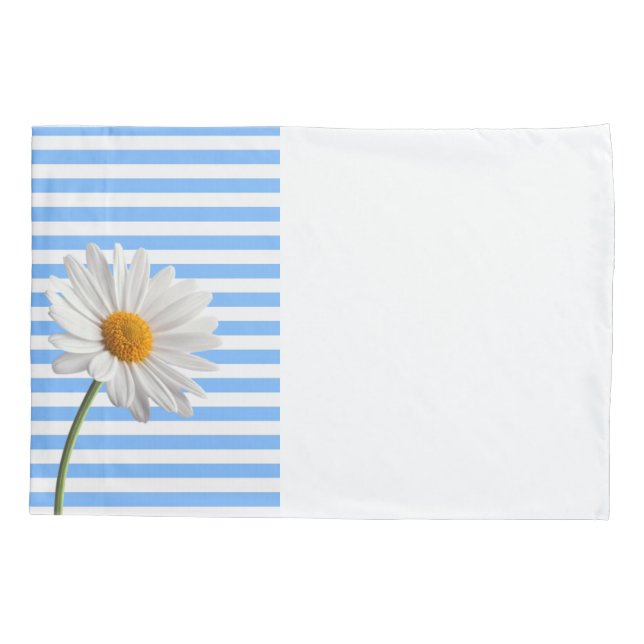 Kissen Case Blue und White Stripe Daisy Kissenbezug (Rückseite)