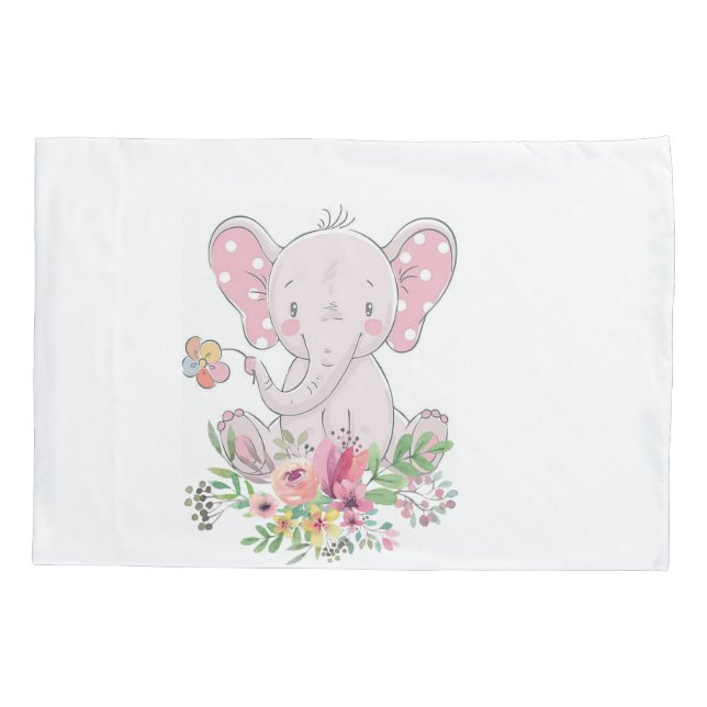 Kissen Case White Pink Teddy Bär Floral Kissenbezug (Rückseite)