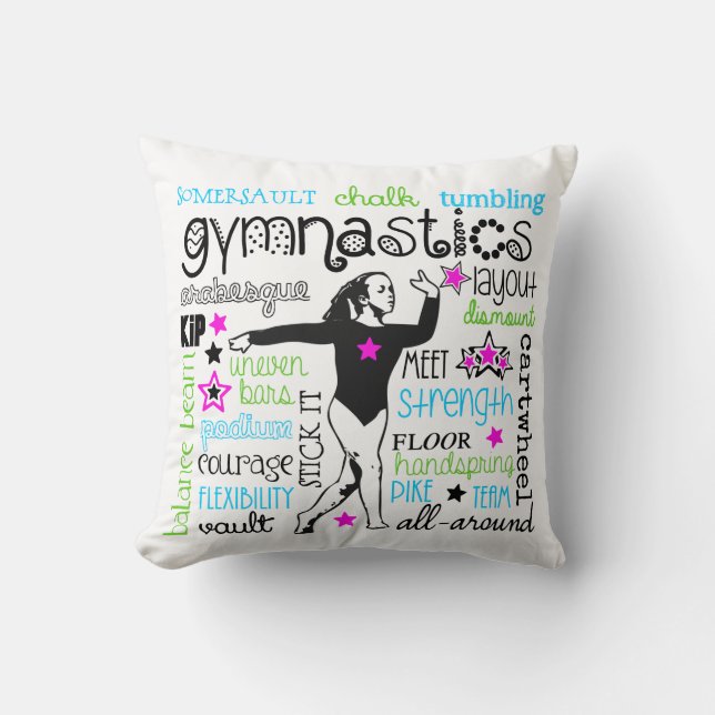 Kissen der Gymnastik-Typografie-Versions-2 (Vorderseite)
