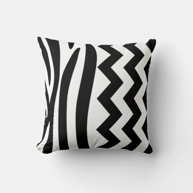 Kissen des Zebra-Zickzack-B&W (Vorderseite)
