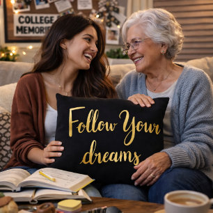 Kissen 'Follow Your Dreams Gold Inspirational Thro