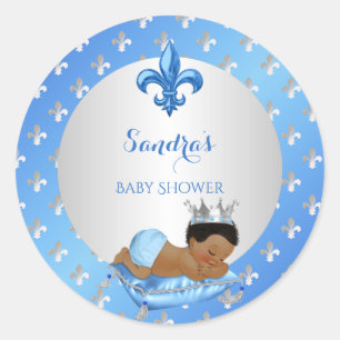 Kissen für den königlichen Babyprinzen in Babyblau Runder Aufkleber
