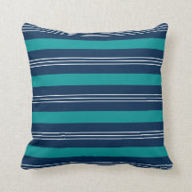 Kissen für Navy, Aquamarine und weiße Streifen