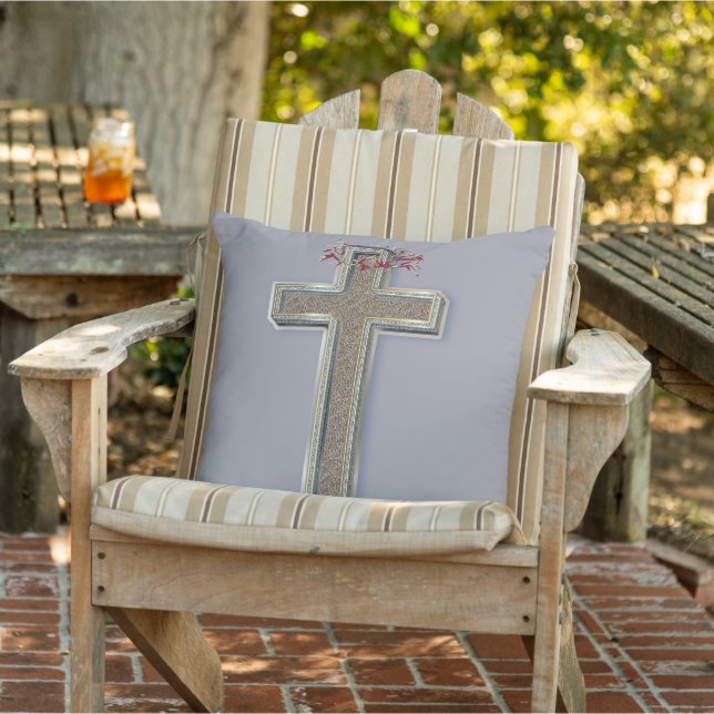 Kissen im Freien mit grauem Hintergrund (Stuhl )