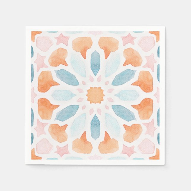 Kissen im marokkanischen Stil in Blau und Orange 2 Serviette (Vorderseite)