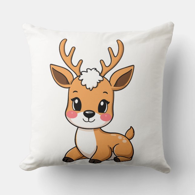 Kissen Kleiner Kawaii Hirsch (Vorderseite)