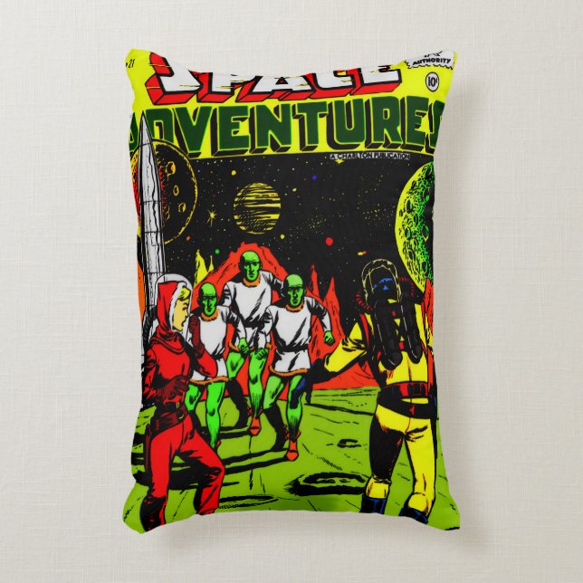 Kissen mit 1950er SPACE-Abenteuer-Comic (Vorderseite(Vertikal))