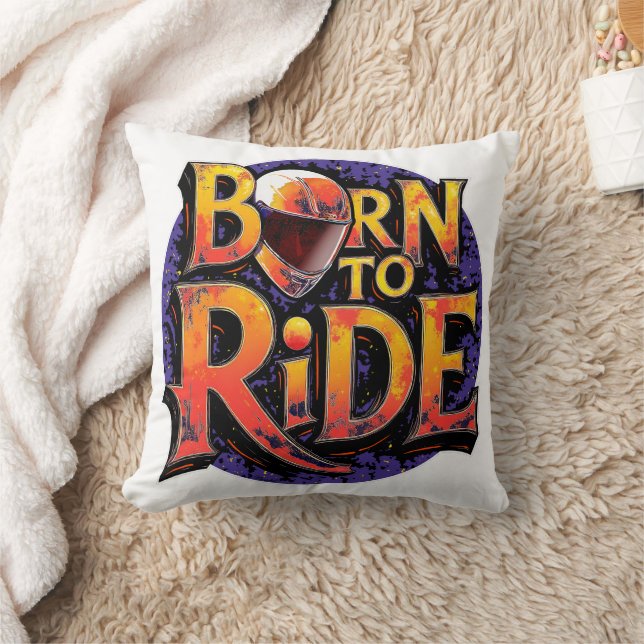 Kissen mit Aufschrift 'Born to Ride' (Decke)