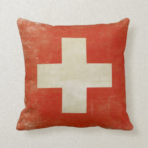Kissen mit beunruhigter Flagge von der Schweiz