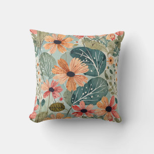 Kissen mit Blumenmuster im Stil der 1950er Jahre f