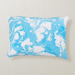 Kissen mit cyan-blauer Marmorbeschaffenheit