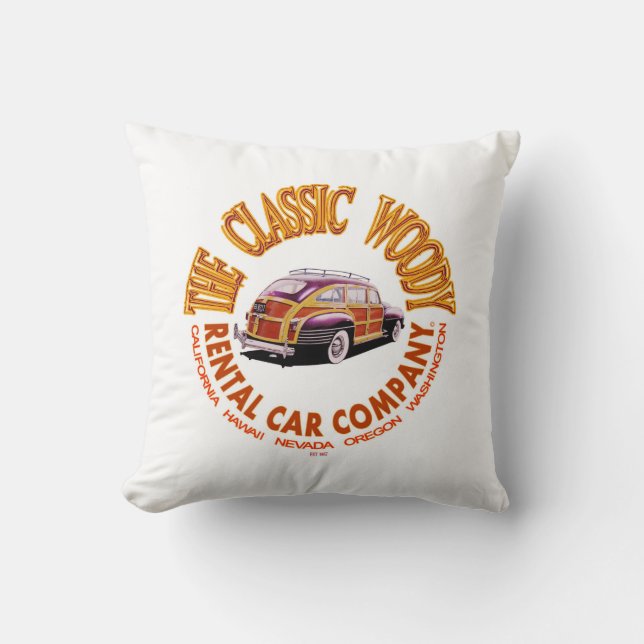 Kissen mit dem Classic Woody Rental Car Co. V 3 (Vorderseite)
