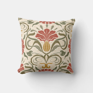 Kissen mit einem vintage Blumenmuster in Rot, Grün