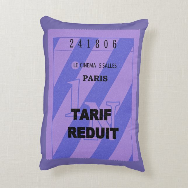 Kissen mit Filmticket aus Paris (Rückseite(Vertikal))