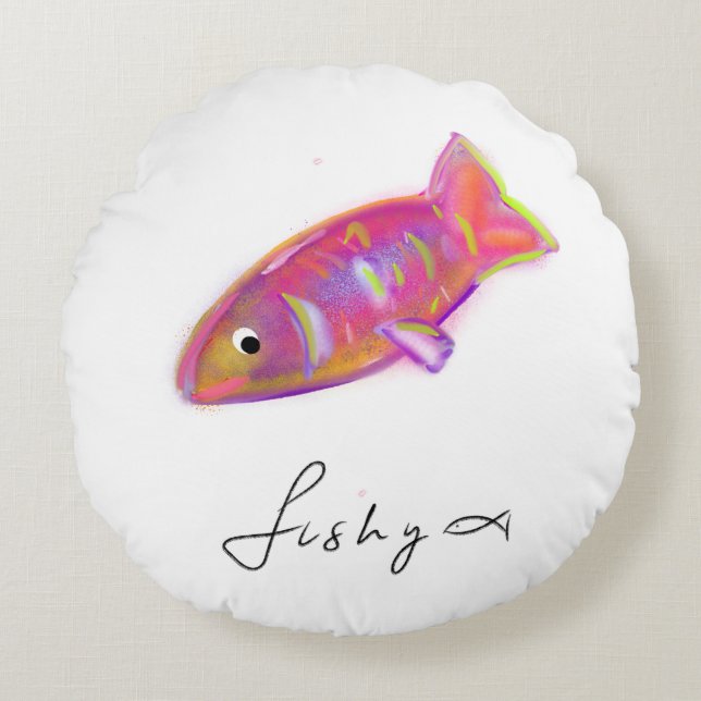 Kissen mit Fischdruck (Vorderseite)