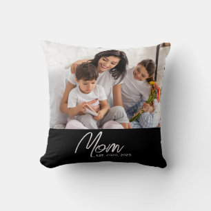 Kissen mit Foto und moderner Schrift 'Mom Establis