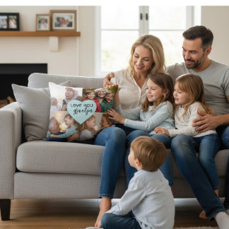 Kissen mit individuellem Familienfoto-Collage