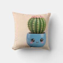 Kissen mit Kawaii-Säulenkaktus-Motiv für drinnen