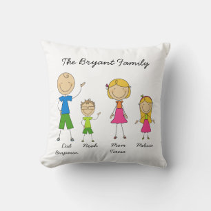 Kissen mit maßgeschneiderter Stockfigur-Familie MO