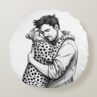 Kissen mit monochromer Kunst von Mensch und Gepard