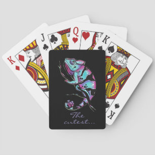 Kissen mit niedlichem Chamäleon-Design werfen. Spielkarten