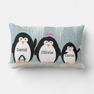 Kissen mit Pinguinfamilie