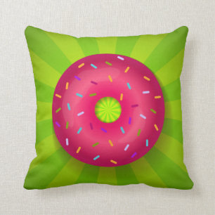 Kissen mit Schokolade und rosa Donuts. 2 Seite
