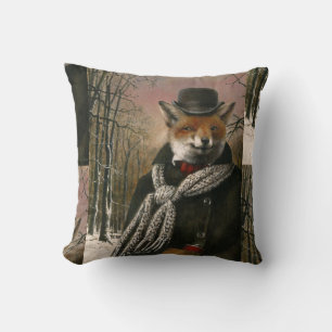 Kissen mit viktorianischem Fuchs in Winterlandscha