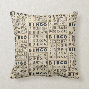 Kissen mit Vintage-Bingo-Karten-Muster