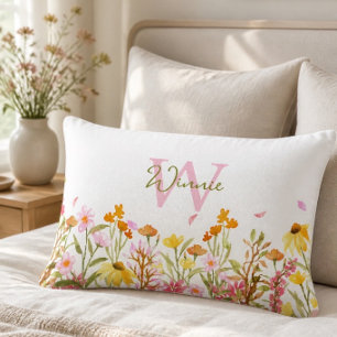 Kissen mit Wildblumen-Monogramm