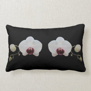 Kissen - Ruby-Lipped White Orchid on Black